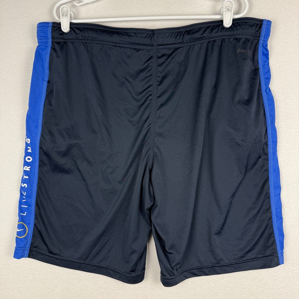 Livestrong Nike Shorts Mens Large Blue Dri-Fit Drawstring Lance Armstrong - Picture 2 of 12